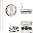 2 Pack 40 oz Tumbler Flip Straw Lid Replacement Fit for Stanley Quencher, Leak Proof for Stanley Lid Replacement Spill Proof Reusable Tumbler Cover Compatible with 40oz Stanley Cup Accessories (White)