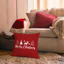 Red Christmas Pillow Covers 18x18, Merry Christmas Reindeer Throw Pillow Covers for Couch Bed, Red Christmas Decor, Christmas Decorations for Living Room Bedroom Home Office