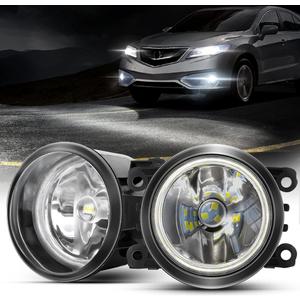 2in1 Halo Ring Fog Lights for Honda 12-14 CR-V, 12-15 Pilot, 13-15 Accord Coupe, Crosstour, CR-Z, Acura 10-15 RDX, 13-14 ILX, 11-14 TSX, 12-14 TL, LED Fog Lamp With Angel Eye DRL