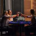 HOMEMORE Bar Table LED Bar Chairs Pub Table LED Lights Cocktail Table Glowing Desktop for Bar Living Room Family Gathering Party Outdoor Games, 23.6*23.6*35.4in