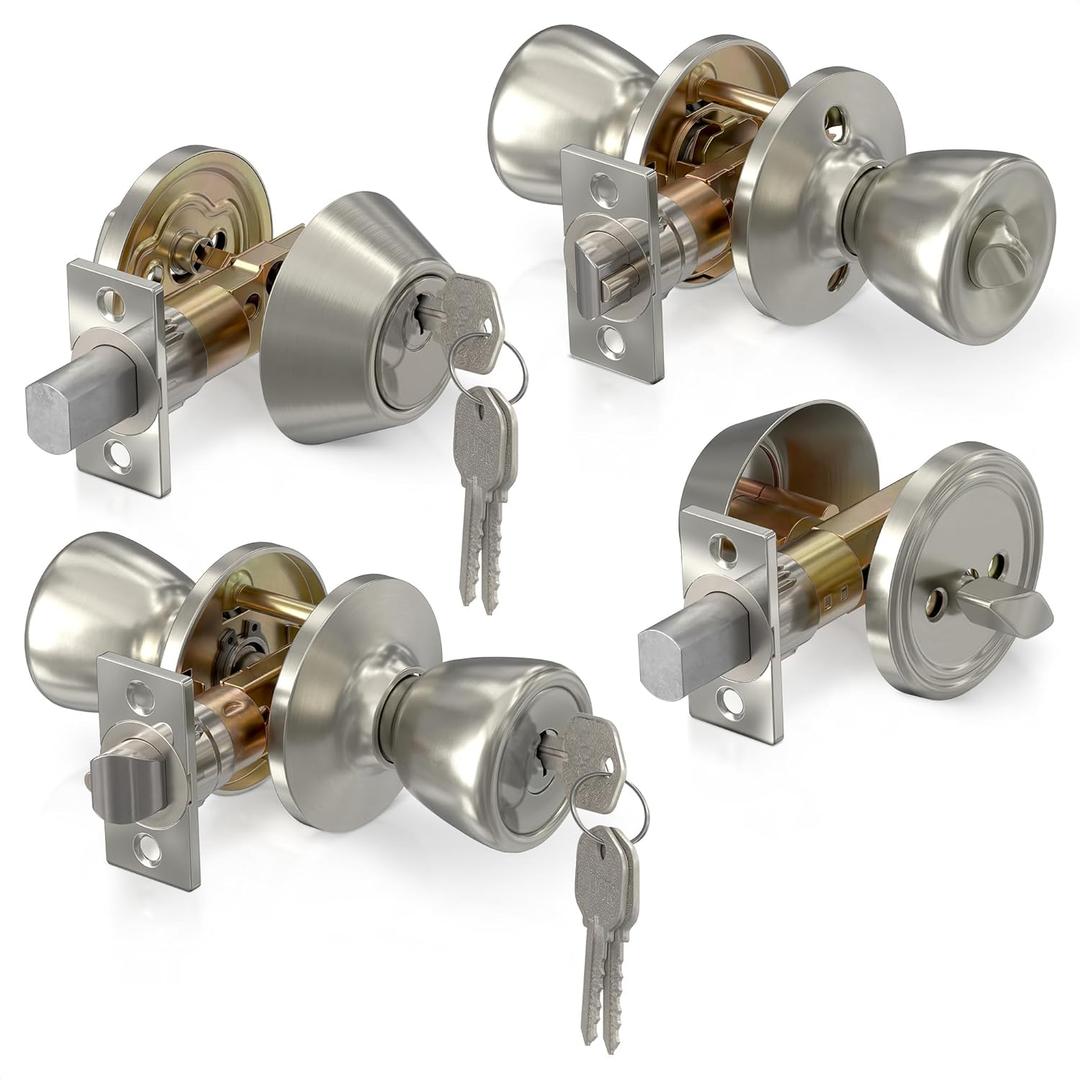 Set of 2 Mobile Home Door Lock Set Exterior  Keyed Mobile Home Door Knobs Fits Door 1-3/8" to 1-3/4" (35-45 mm)| Durable Metal, Rust-Resistant & Easy Install | Secure Locking for Bathroom, Entry Door