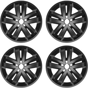 Wheel Skins Compatible with Ford Explorer 2011-2019; 18 inch Wheel Covers; Black Set of 4 Packs (Glossy Black)