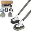 FRAXIR Floor Scrub Brush, 5 in 1 Tile Tub Scrubber with 56" Adjustable Long Handle and 5 No Scratch Scrubber Heads for Bathroom, Kitchen, Toilet, Bathtub