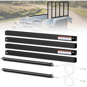 Trailer Gate Lift Assist, for Open Utility Trailer Tailgate Ramp, 2 Sides Black, with 12 to 24 Inch Heights Side Rail and 4 to 6 Feet Height Tail Gate or Ramp