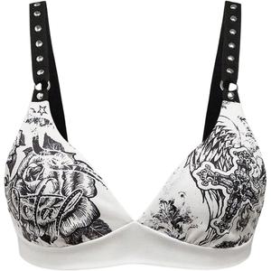 SOLY HUX Women's Y2k Gothic Graphic Cami Crop Tops Rivet Punk Grunge Summer Tops Streetwear, Color: Black Graphic, Small
