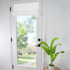 WdFour Small French Door Curtains with Silky Feel Easy Installed Door Panels,Front Door Sidelight Curtain Tie up Shade, Washable Curtain (25W x 70L Inch Bleach White, 1 Panel)