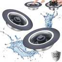 Ginbel Direct 2 Pack 3 in 1 Kitchen Sink Drain Strainer Stopper with Basket, Plug Pop Up 304 Stainless Steel Anti-Clogging Stoppers Combo for US Standard 3-1/2 Inch Drain, Silver