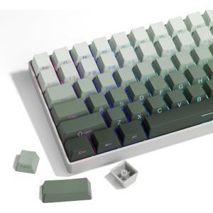 XVX Shine Through Gradient Seaweed Green Keycaps - 136 Keys, Side Print, Double Shot PBT, OEM Profile for Cherry Gateron MX Switches