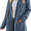 VIMPUNEC Fall Long Cardigan Sweaters for Women Trendy Open Front Coats Knit Winter Jackets Coatigan (X-Large, Haze Blue)