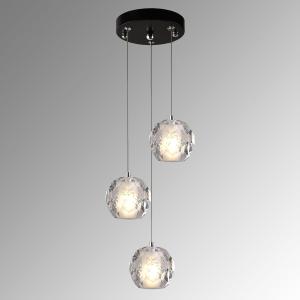 3 Lights Pendant Light Fixture, Black Cluster Pendant Lights Kitchen Island, Bubble Crystal Pendant Lighting Modern Hanging Light for Dining Room