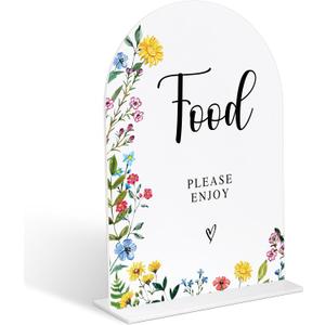 2 x Acrylic Wedding Signs Food Please Enjoy Sign, 6x8" Floral Themed Arch Acrylic Dessert Table Decor, Love Is In Bloom & Baby In Bloom Decorations for Baby Shower Bridal Shower Engagement, (Assorted )