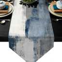 Blue and Grey Table Runner 13x72 Inch Modern Abstract Art Painting Kitchen Dinning Table Decoration for Home Party Décor