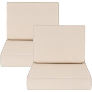 AAAAAcessories Outdoor Deep Seat Cushions, Foam Pillow, Waterproof, Fade-Resistant Patio Furniture Replacement Cushions, 24" x 24" x 5", Set of 2, Beige (24x24-19'' Mid Back-2 Count)