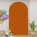 PlainBurnt Orange Color Burnt Orange Color 7.2FT Wedding Arch Cover Spandex Fitted Fabric Round Top Stretchy Backdrop Stand Covers for Wedding Birthday Party Decoration