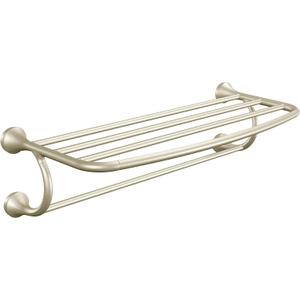 Moen Eva Collection Brushed Nickel 26-Inch-Wide Hotel-Style Towel Shelf, Wall Mounted Towel Rack for Bathroom, YB2894BN