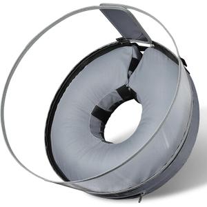 BARKLESS Donut Cone for Large Dogs, Protective Collar After Surgery to Stop Licking, Blow up Dog Surgery Collar with Transparent Shield, Inflatable Pillow Cone for Labrador, Rottweiler (L (Neck: 14"-18"), Grey)