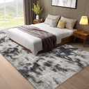 Ophanie Tie-Dyed Grey&White 8x10 Area Rugs for Living Room, Large Shag Bedroom Carpet, Big Indoor Thick Soft Nursery Rug, Fluffy Carpets for Boy and Girls Room Dorm Home Decor Aesthetic