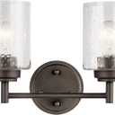 KICHLER Winslow 12.75" 2 Light Vanity Light with Clear Seeded Glass in Olde Bronze