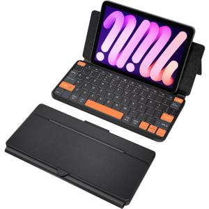 Universal Travel Keyboard Plus, New Dual Bluetooth Portable Keypad with 7-Color Backlit & Any-Angle Stand, Wireless Tablet Keyboard for iPad/Z Fold/Galaxy Tabs/Phones, Keypad for iOS/Android/Windows (Black)