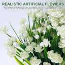 TURNMEON 20 Bundles Artificial Flowers for Outdoors,Summer Spring Grass Camellia Fake Flowers Plastic Plants,UV Resistant No Fade Faux Greenery for Gardens Porch Planter Cemetery Decor 500 Head(White)