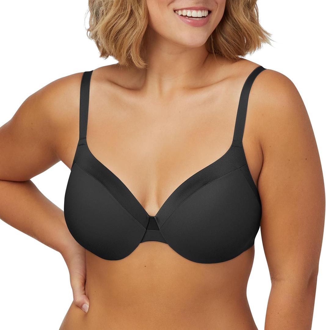 Maidenform Women's Comfort Devotion Underwire Bra, Full Coverage Convertible T-Shirt Bra (36DD, Black)