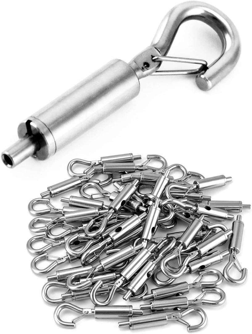 QWORK Steel Wire Rope Hanger, 40 Pack Portable Hook & Eye Turnbuckle Tension for 1/16-3/32 Stainless Steel Cable Guide Wire Rope