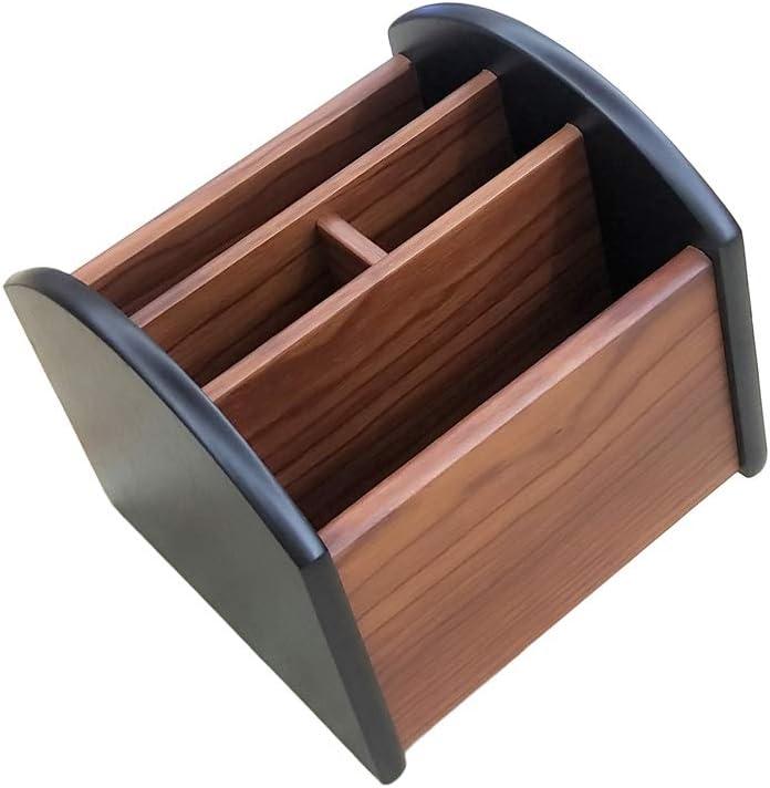 N Revolving remote control holder caddy organizer Wood pencil holder for desk organizer Office and home storage organization HeBen7002
