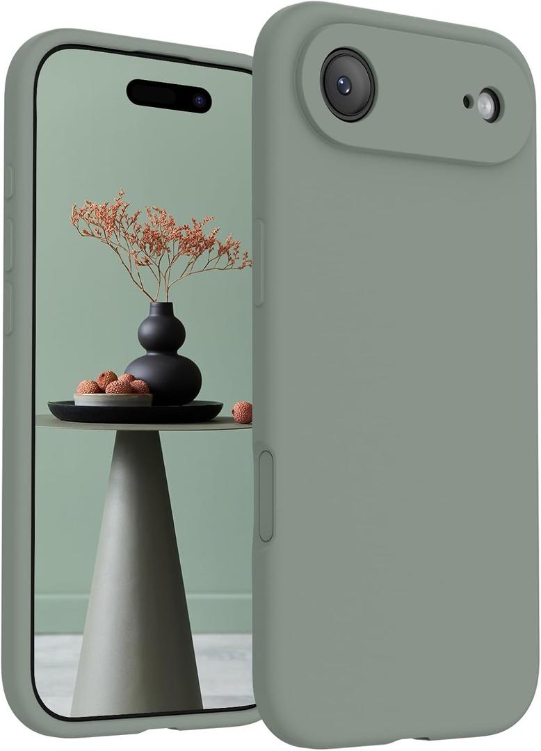 FireNova Magnetic for iPhone Air Case, Compatible with MagSafe, [Integrated Silicone Camera Control Button] [Camera Protection] Microfiber Lining Phone Case for iPhone 17 Air, 6.5", Calke Green