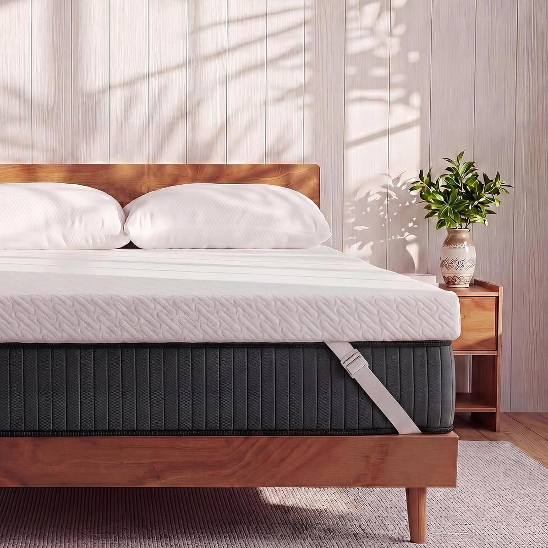 VALUXE 3 Inch Gel Memory Foam Mattress Topper Queen Size High Density Cooling Pad Pressure Relief Bed Topper (with Removable & Washable Bamboo Cover)