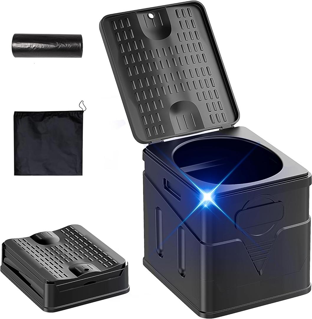 Portable Toilet,Camping Toilet Have Small Foldable Size. It is Compact Portable Toilet for Adults and Children. Suitable for Cars, Hiking, Beaches and Camping, Black