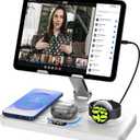 30W Magnetic Wireless Charger for Samsung, 6 in 1 Foldable Android Mag-Safe Charging Station for Tablet with Clock & 7 Color Light, Nightstand Charger for Galaxy S25 Ultra/Watch 8/Buds 3 Pro(Black)