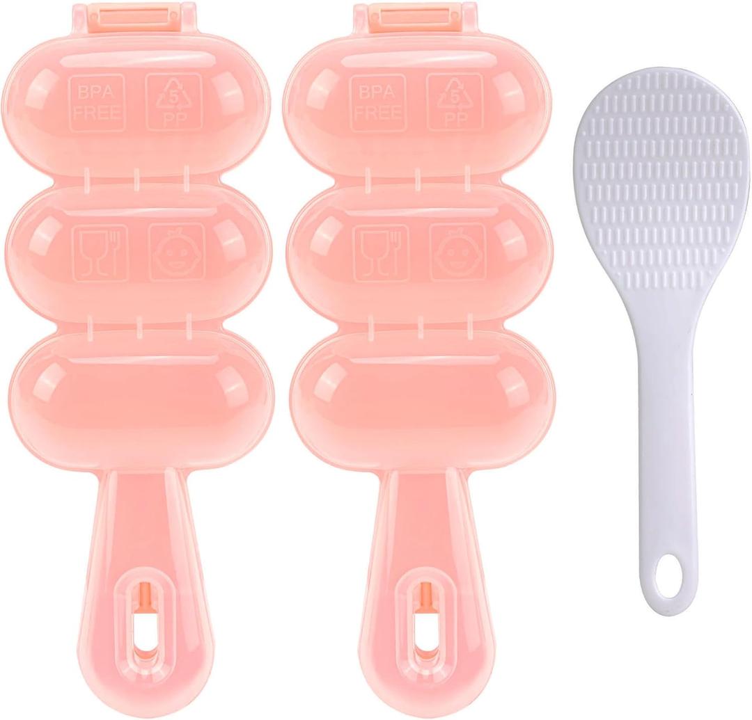 FUNGYAND Rice Ball Mold Set, 2 Pack DIY Rice Shakers with Mini Paddles, Round Onigiri Maker Mould for Bento, Sushi, Kids Lunch, Food Shaping Kitchen Tool