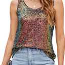 Ainuno Sequin Tops for Women Sparkly Loose Tank Tops Sleeveless Sparkle Tanks Fashion Outfit Top (Medium, Shiny Color)