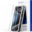 SYNCWIRE Screen Protector for iPhone 15 Pro, Shatterproof Tempered Glass [Easy Installation Frame] [9H Hardness] [99.99% HD Clear] [Case Friendly] [Bubble Free] for Apple iPhone 6.1 inch, 3 Pack