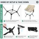 Lightweight Camping Chairs with Adjustable Height, Portable Camping Chairs for Adults with Carry Bag and Side Pockets, Folding Chairs for Outside for Camping, Beach, Fishing, Trip, Picnic (Khaki)