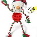 Dog Christmas Toys for Small Medium Large Dogs, Squeaky Plush Dog Toys + Interactive Dog Toys + Dog Rope Toys Multi Function Cute Snowman Puppy Toys for Christmas