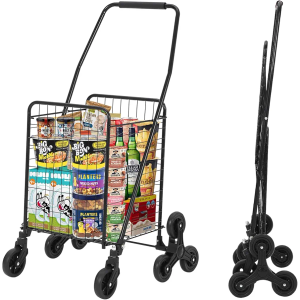Garveetech Folding Shopping Cart with 22 Gallon Large Basket, Large Capacity Jumbo Grocery Cart, 360° Swivel Wheels, 110 Lbs Large Capacity Utility Cart for Laundry, Shopping, Grocery, Luggage, Picnic