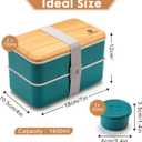 Sinnsally Bento Box Adult Lunch Box,Stackable Japanese Bento Lunch Box Containers for Women/Men with Compartments(47oz),Lunch Containers with Utensil Set,Leak-Proof Lunchbox,Rectangle(Nordic Green)