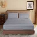 2 Pack 600 Thread Count 100% Egyptian Cotton Fitted Sheet Only, Queen Size Fitted Sheet 2 Pcs, 16" Deep Pocket Cotton Bottom Sheet Only, Soft Cool, Breathable, Durable(Grey Stripe Queen)