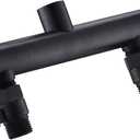 AZOS Black Double Outlet Manifold with Brass Shut Off Valves, Bathroom Two Fixed Shower Head Manifold - Can Connect 2-Showerheads - All Brass Adapter, Double Enjoyment
