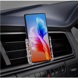 Dickno Bling Car Phone Holder, 360Adjustable Mini Dash Air Vent Automatic Phone Mount, Crystal Air Vent Clip Cell Phone Holder for Women and Girls, Vehicle Interior Accessories (Purple)