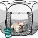 FurHaven Portable Pet Playpen for Dogs & Cats, Foldable Indoor Kitten Playpen with Mesh Sides, Pop Up Travel Dog Pen, Medium, Gray Pebbles