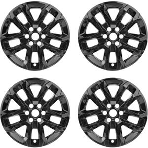 Wheel Skins Compatible with Chevy Traverse 2018 2019 2020 2021 2022 2023 18-inch Wheel Covers Glossy Black Set of 4 Pcs