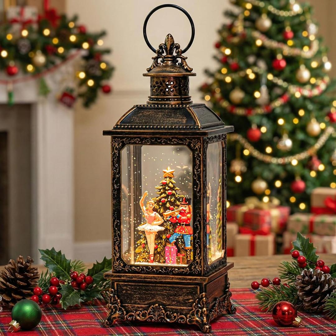 Santa Claus Fireplace Musical Snow Globe,Automatic Snowfall & Fireplace Flame Music Box,Christmas Home Decoration,Ideal Gifts for Family, Girlfriend, Friends,Plays 8 Classic Christmas Tunes