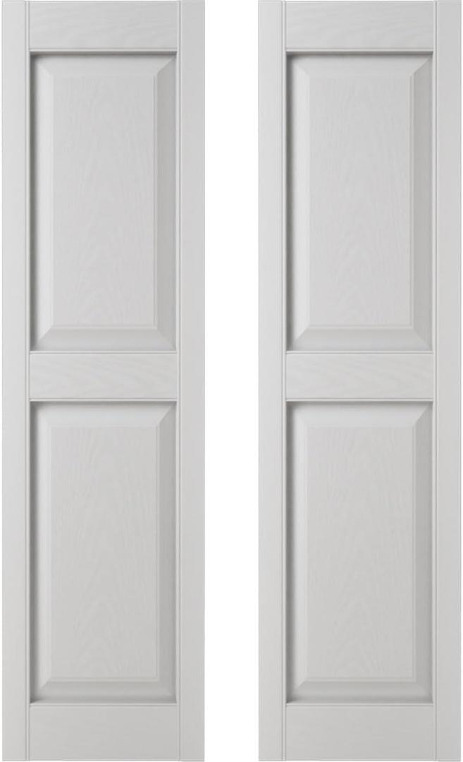 Builders Edge 14.75 in. W x 59 in. H Builders Edge, Standard Two Equal Panels, Raised Panel Shutters, Includes Matching Installation Spikes (Per Pair), 001 - White
