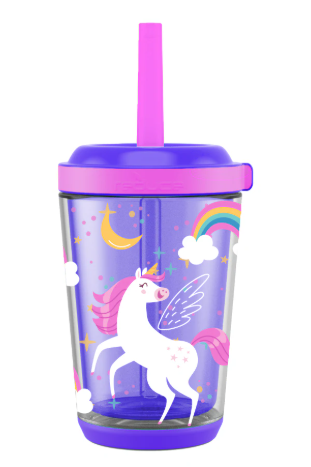 Cute Tumbler with Lid and Straw Double Wall Insulated Acrylic Cup for Girls Women Kids, 18oz/550ml (Unicorn)