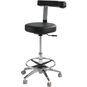 Adjustable Ergonomic Dental Stool with Back Support - Rolling Dentist Chair for Hygienists, Assistants, and Medical Professionals - Black