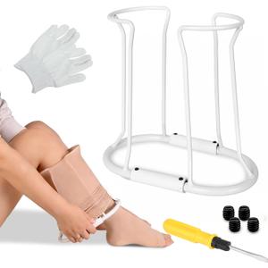 Compression Sock Aid, Adjustable Size Fits All Calf Circumferences, Sock Assist Helper Device for Easy Application of Compression Stockings, White