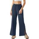Maison Misfits 15 Women's Capri Pants Drawstring Casual Palazzo Trousers with Pockets Loose High Waisted Wide Leg Lounge Pants M
