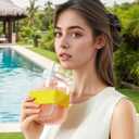 FLINBIUS 2-in-1 Ice Cube Tray, Touch-Free Press Ice Tray with Straw, Ice Cube Bottle, Leak-Proof Lid, for Freezer/Party/Home/Gym